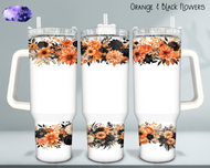 Orange & Black Flowers 40 oz Tumbler