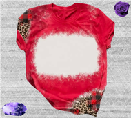 Red & Leopard Bleach Sublimation T-Shirt