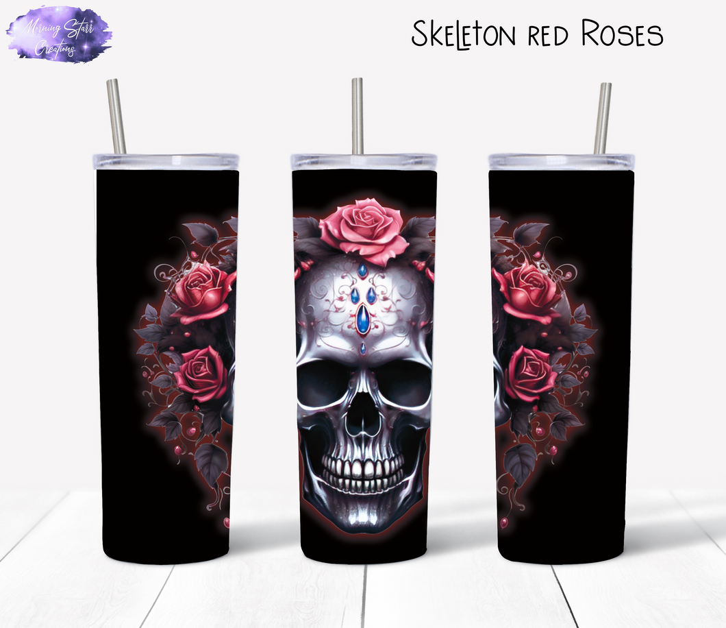 Skeleton Red Roses tumbler