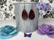 Red and Black Holographic Teardrop Earrings